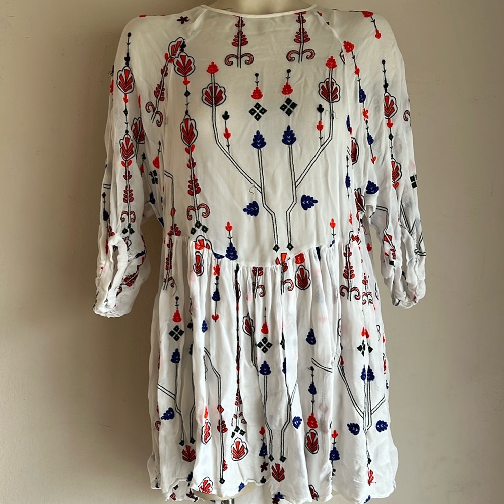 Zara embroidered dress boho XS